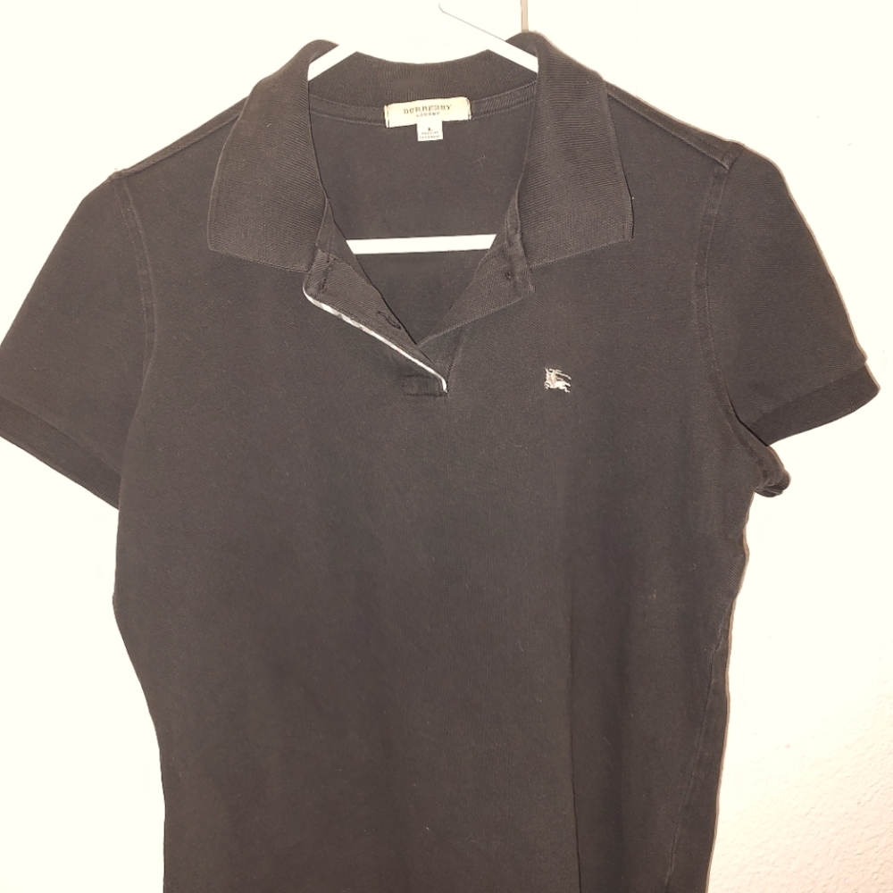 Burberry Classic London Black Polo Shirt Size Large for Women